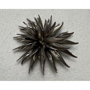 Womens Spiky Flower Brooch Pin Silver Statement Clothing‎ Accessories  2.5 in